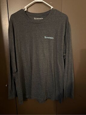 Simms Charcoal Long-Sleeve Tee with Light Blue Logo